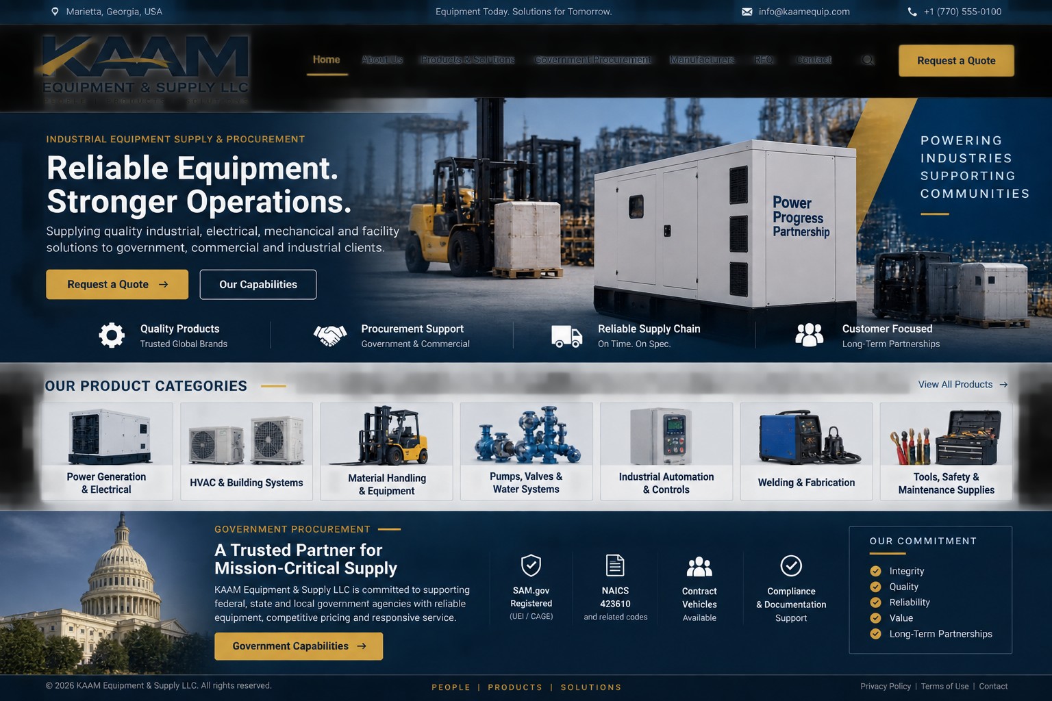 KAAM industrial equipment and procurement branding